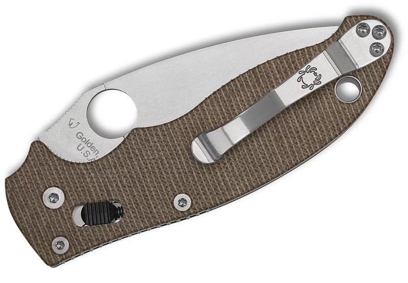 Spyderco Manix 2 Brown Canvas Micarta CPM CRU-WEAR 3.37" Folding Pocket Knife (C101MPCW2)