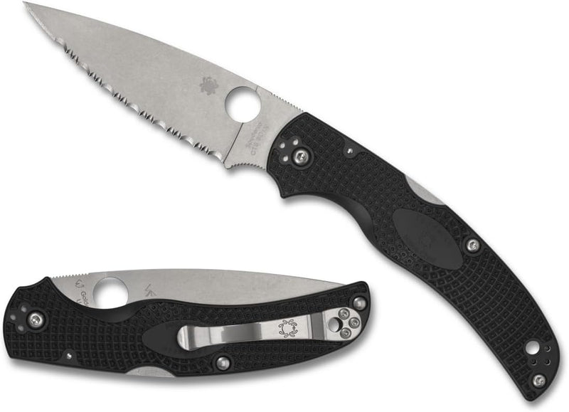 Spyderco Native Chief Black Lightweight Serrated Edge Folding 4.02" Pocket Knife (C244SBK)