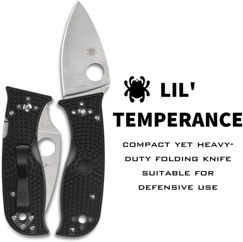 Spyderco Lil' Temperance 3 Lightweight 2.92" Plain Edge Folding Pocket Knife (C69PBK3)