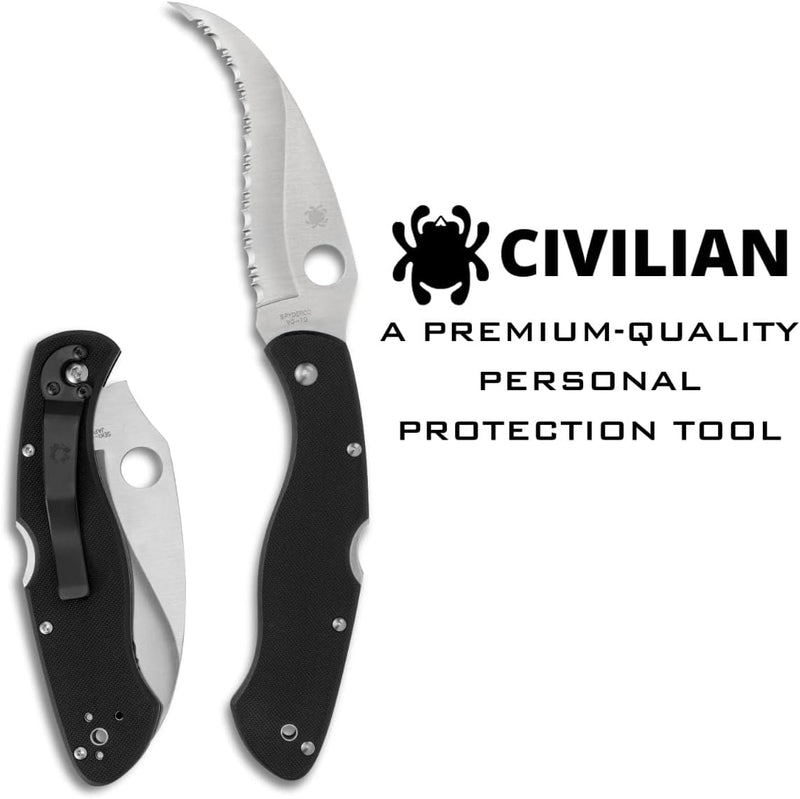 Spyderco Civilian Clipit Black G-10 4.09" SpyderEdge Folding Pocket Knife (C12GS)