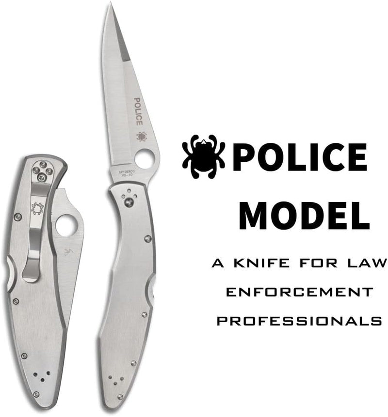 Spyderco Police Model 4.2" Plain Edge Folding Pocket Knife (C07P)