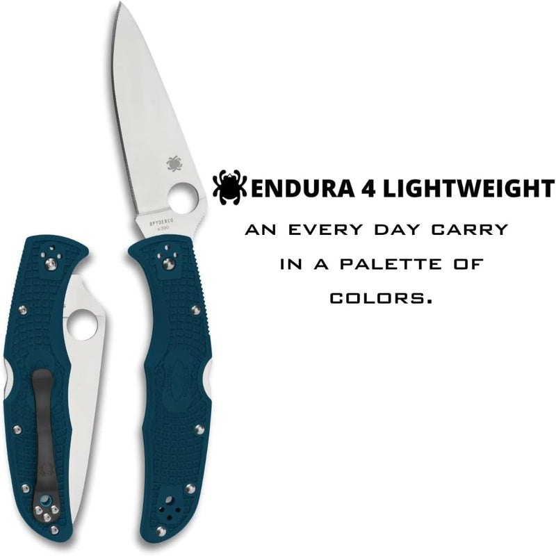 Spyderco Endura 4 FRN K390 Dark Cyan 3.8" Plain Edge Folding Pocket Knife (C10FPK390)