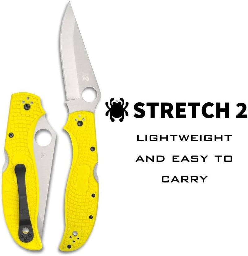 Spyderco Stretch 2 XL Lightweight Salt 3.99" Plain Edge Folding Pocket Knife (C258PYL)