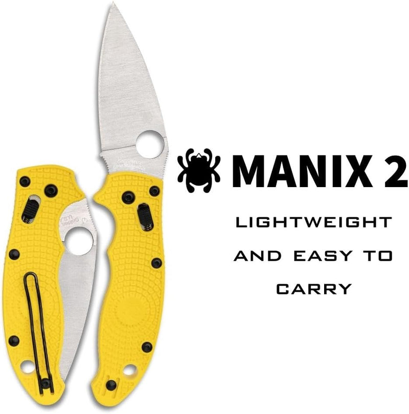 Spyderco Manix 2 Lightweight Salt CPM MagnaCut 3.37" Plain Edge Folding Pocket Knife (C101PYL2)