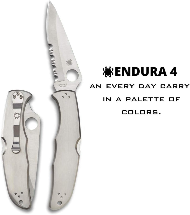 Spyderco Endura 4 Combination Edge 3.82" Folding Pocket Knife (C10PS)