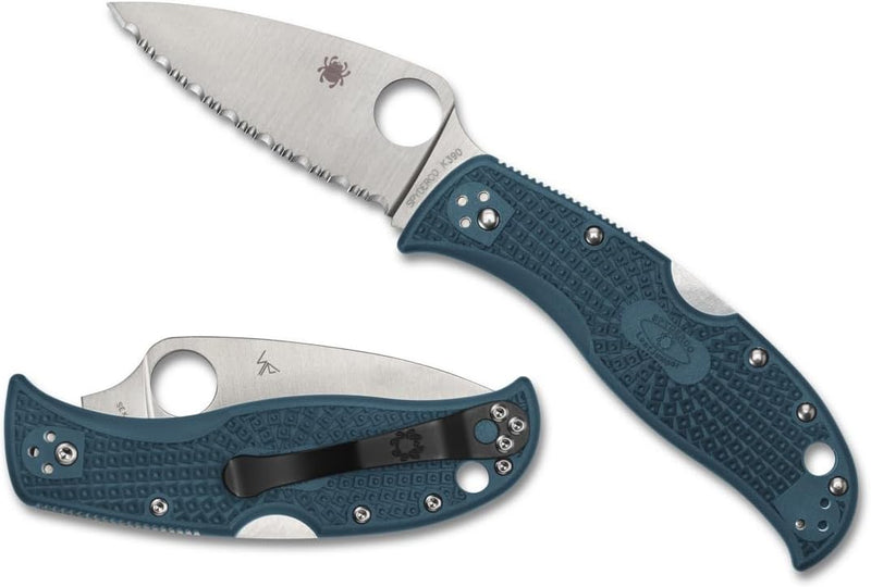 Spyderco LeafJumper Blue Lightweight 3.09" Serrated Edge Folding Pocket Knife (C262SBLK390)