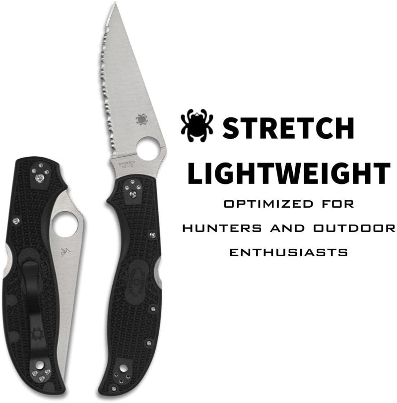 Spyderco Stretch 2 XL Lightweight 3.99" SpyderEdge Folding Pocket Knife (C258SBK)