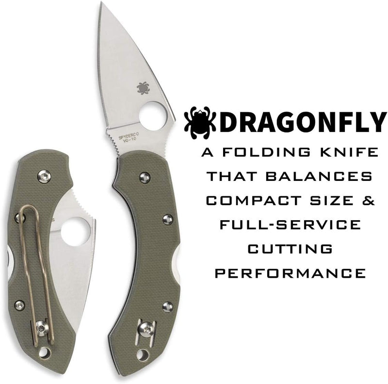 Spyderco Dragonfly G-10 Foliage Green 2.25" Plain Edge Folding Pocket Knife (C28GPFG)