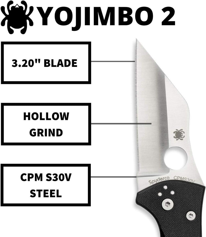 Spyderco Yojimbo 2 Plain Edge 3.2" Folding Pocket Knife (C85GP2)