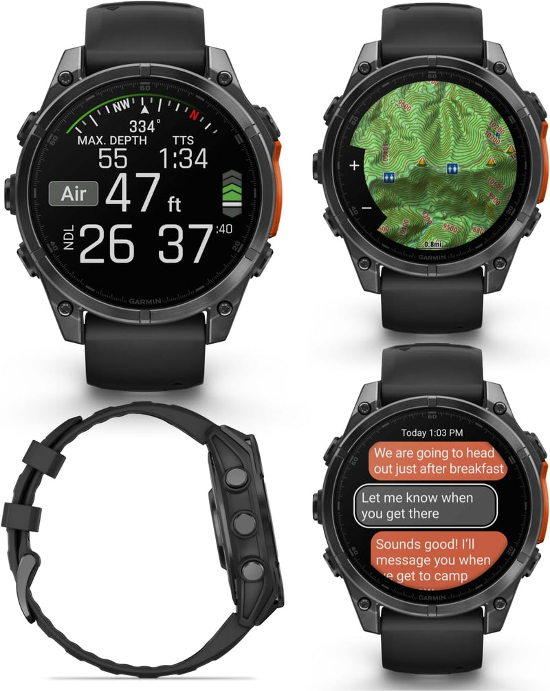 Garmin Fenix 8 47 mm, AMOLED Slate Gray with Black Silicone Band Multisport GPS Smartwatch (010-02904-00)