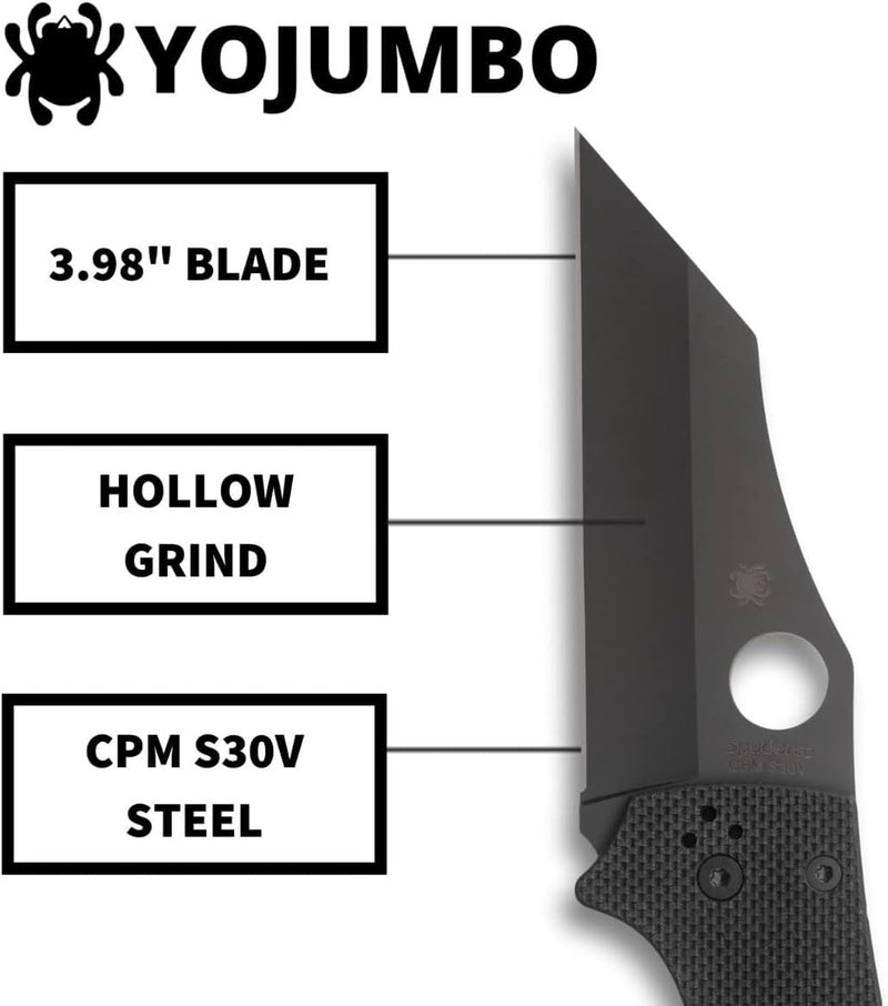 Spyderco Yojimbo Black Plain Edge 3.98" Folding Pocket Knife (C253GPBBK)