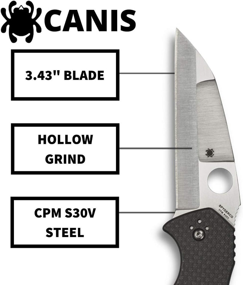 Spyderco Canis 3.43" Plain Edge Wharncliffe Folding Pocket Knife (C248CFP)