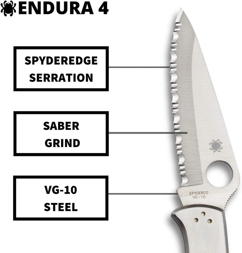 Spyderco Endura 4 Serrated Edge 3.82" Folding Pocket Knife (C10S)