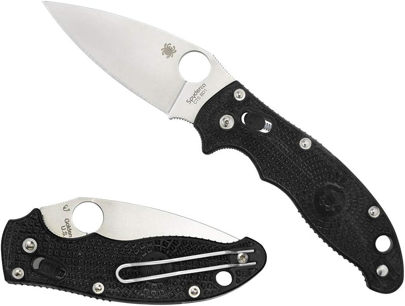 Spyderco Manix 2 Lightweight Black 3.37" Plain Edge Folding Pocket Knife (C101PBK2)