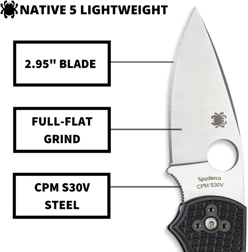 Spyderco Native 5 FRN Black Lightweight CombinationEdge Folding 2.95" Pocket Knife (C41PSBK5)