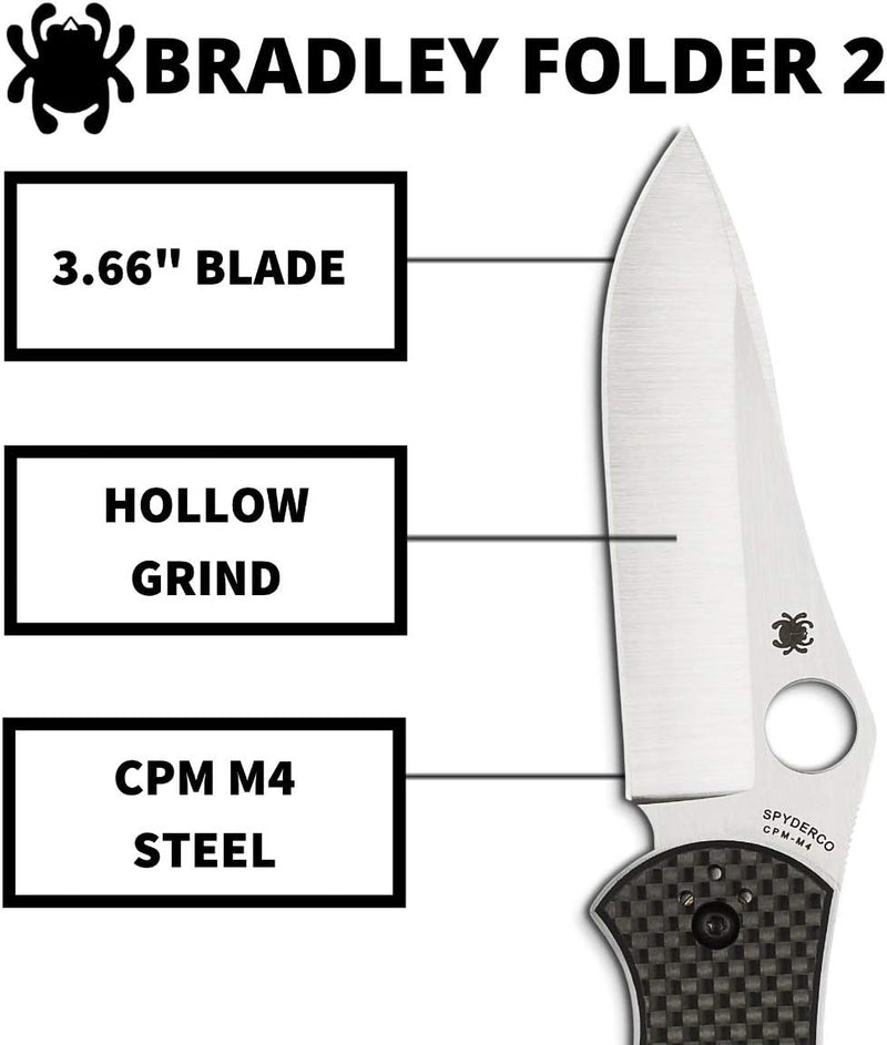 Spyderco Bradley Folder 2 Carbon Fiber 3.66" Folding Pocket Knife (C134CFP2)