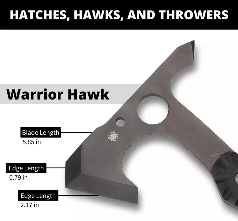 Spyderco Warrior Hawk Tactical Tomahawk D2 Tool Steel G10 Handles with Sheath (H03)