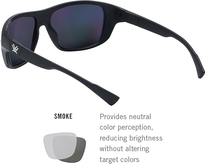 Vortex Optics Jackal Sunglasses UV Protection, Polarized, Ballistic Rated, Black/Smoke - No Mirror (EJA-BKS)