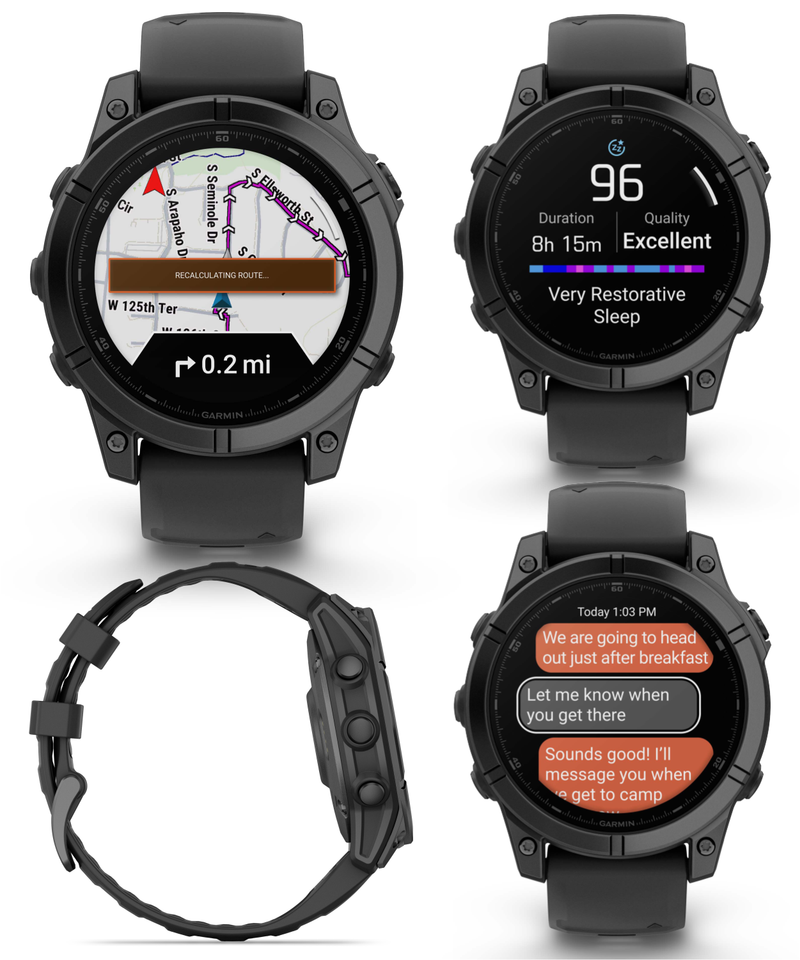 Garmin fenix E – 47 mm, AMOLED Slate Gray Steel with Black Silicone Band Multisport GPS Smartwatch (010-03025-03)