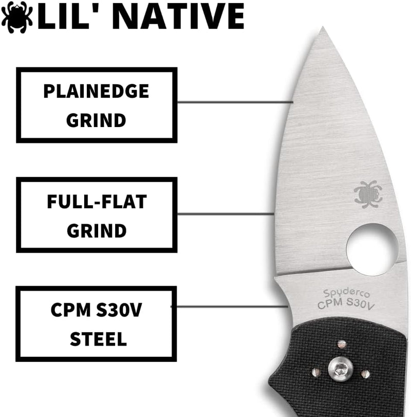 Spyderco Lil' Native G-10 Slipit 2.42" Plain Edge Folding Pocket Knife (C230NLGP)