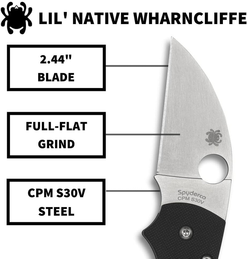 Spyderco Lil' Native G-10 Wharncliffe 2.47" Plain Edge Folding Pocket Knife (C230GPWC)