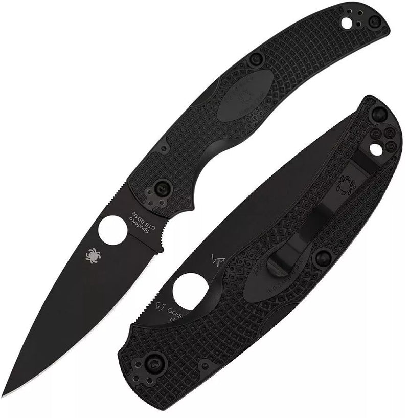 Spyderco Native Chief Black Blade Lightweight Plain Edge Folding 4.02" Pocket Knife (C244PBBK)