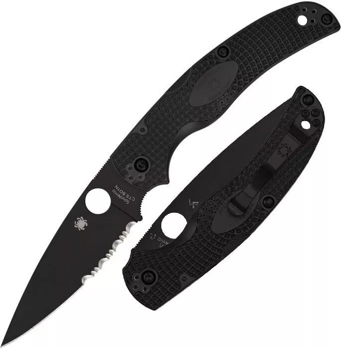 Spyderco Native Chief Black Blade Lightweight CombinationEdge Folding 4.02" Pocket Knife (C244PSBBK)