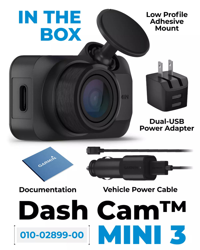 Garmin Ultracompact 1080p Dash Cam Mini 3 with a 140-degree Field of View and built-in Clarity Polarizer (010-02899-00) with Wearable4U Power Bank Bundle