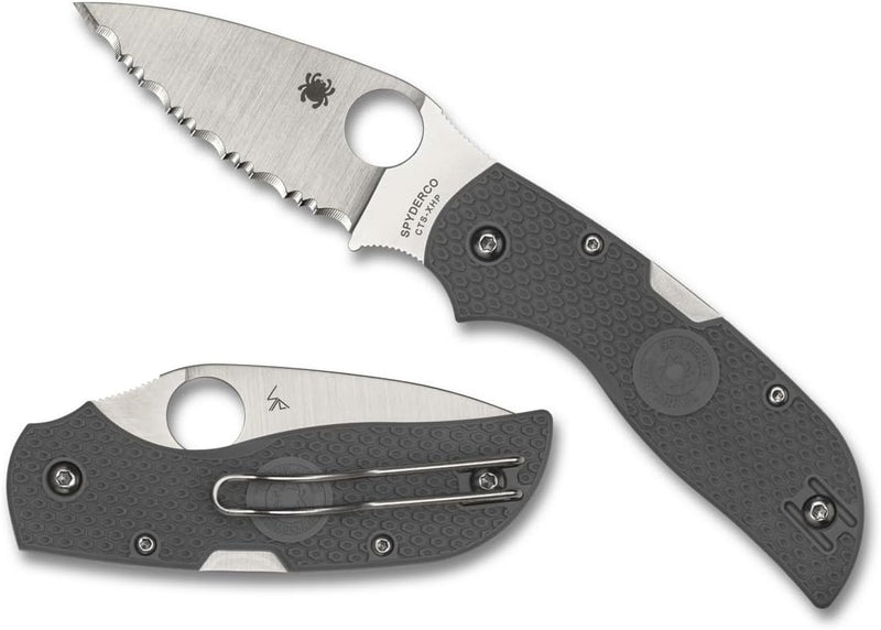 Spyderco Chaparral Lightweight FRN Gray 2.8" Serrated Edge Folding Pocket Knife (C152SGY)