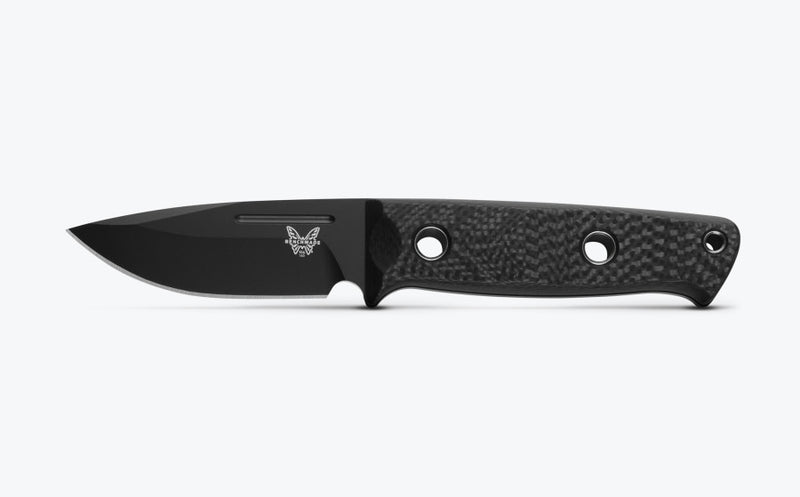 Benchmade 165BK Mini Bushcrafter Carbon Fiber Drop-point 3.38" Plain Fixed Blade Knife