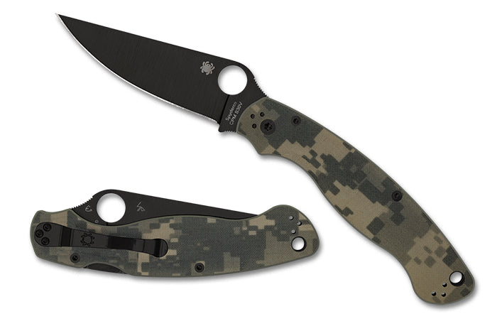 Spyderco Military2 Camo G-10 Black 4" Plain Edge Folding Pocket Knife (C36GPCMOBK2)