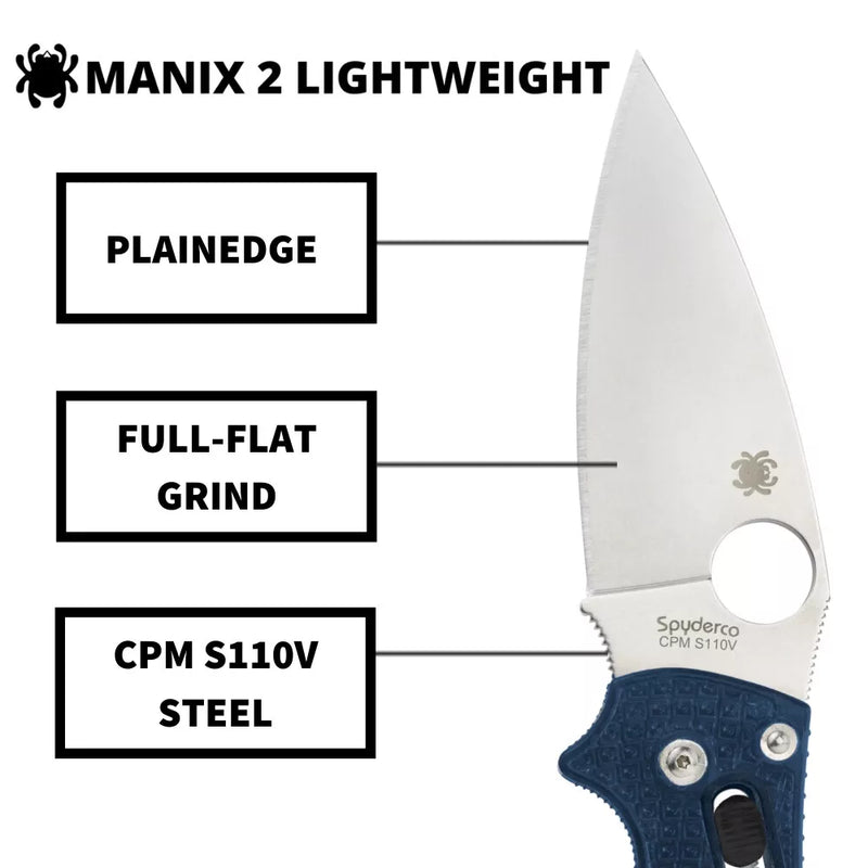 Spyderco Manix 2 Lightweight FRCP Dark Blue CMP S110V 3.37" Folding Pocket Knife