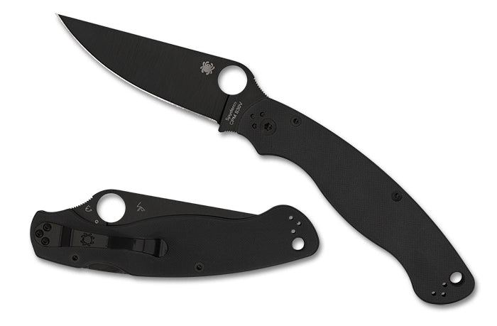 Spyderco Military2 Black G-10 4" Plain Edge Folding Pocket Knife (C36GPBK2)