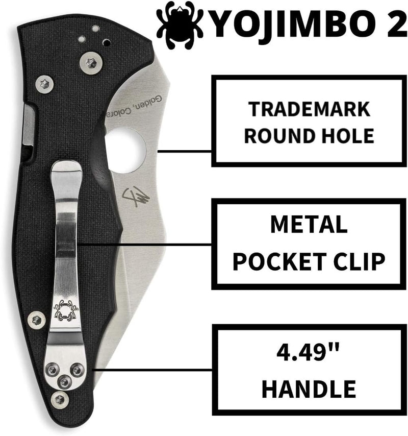 Spyderco Yojimbo 2 Plain Edge 3.2" Folding Pocket Knife (C85GP2)