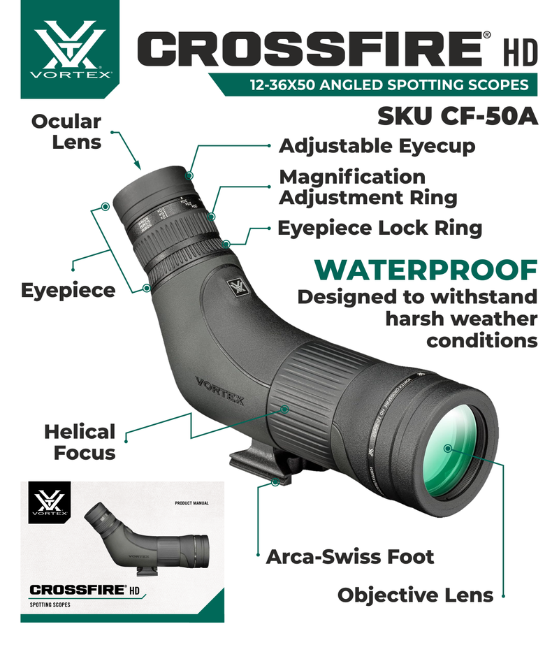 Vortex Optics Crossfire HD 12-36x50 Angled Spotting Scope (CF-50A)