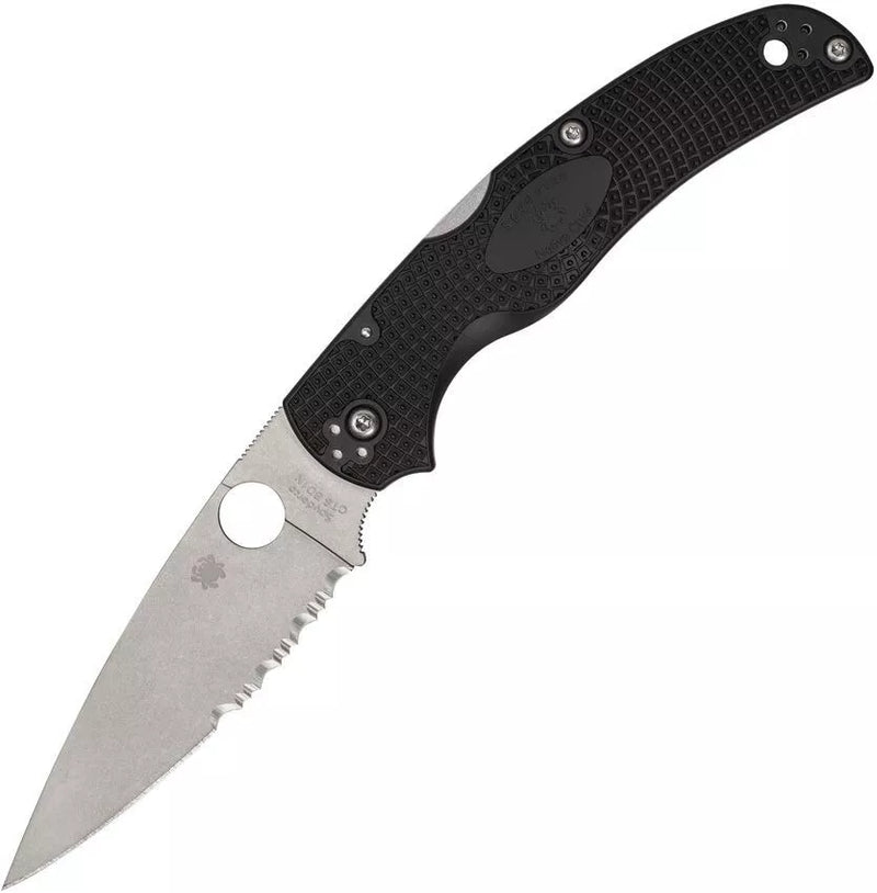 Spyderco Native Chief Black Lightweight CombinationEdge Folding 4.02" Pocket Knife (C244PSBK)