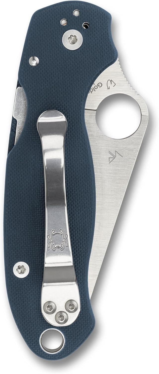 Spyderco Para 3 Plain Edge 2.93" Cobalt Blue G-10 CPM SPY27 Folding Pocket Knife (C223GPCBL)