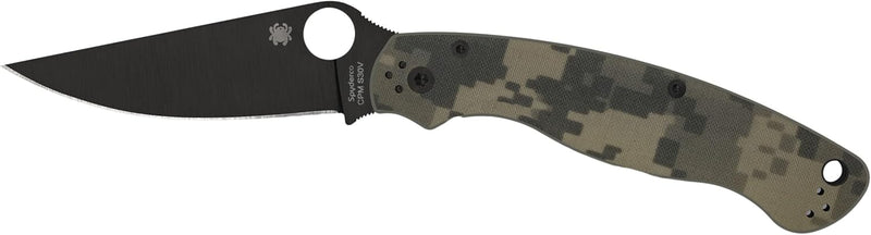 Spyderco Military2 Camo G-10 Black 4" Plain Edge Folding Pocket Knife (C36GPCMOBK2)