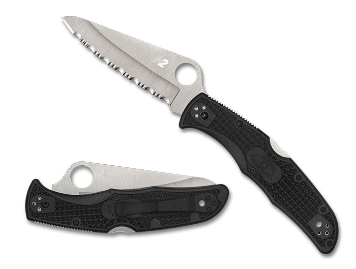 Spyderco Pacific Salt 2 Serrated H-2 Edge Folding Pocket Knife (C91SBK2)