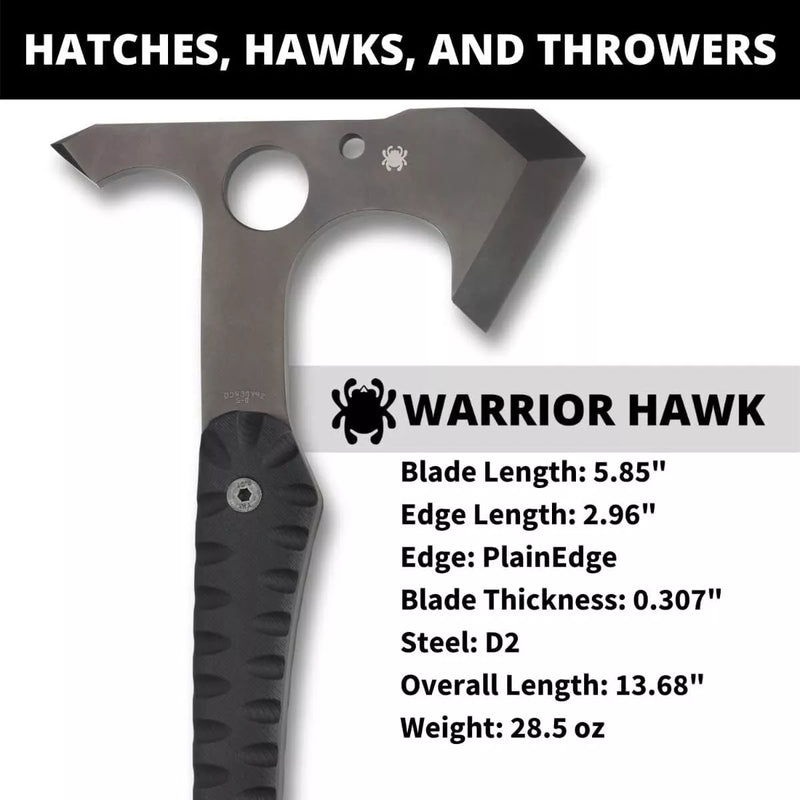 Spyderco Warrior Hawk Tactical Tomahawk D2 Tool Steel G10 Handles with Sheath (H03)