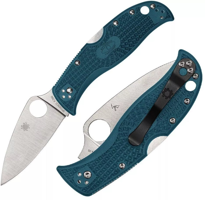 Spyderco LeafJumper Blue Lightweight 3.09" Plain Edge Folding Pocket Knife (C262PBLK390)