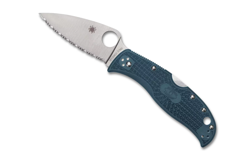 Spyderco LeafJumper Blue Lightweight 3.09" Serrated Edge Folding Pocket Knife (C262SBLK390)