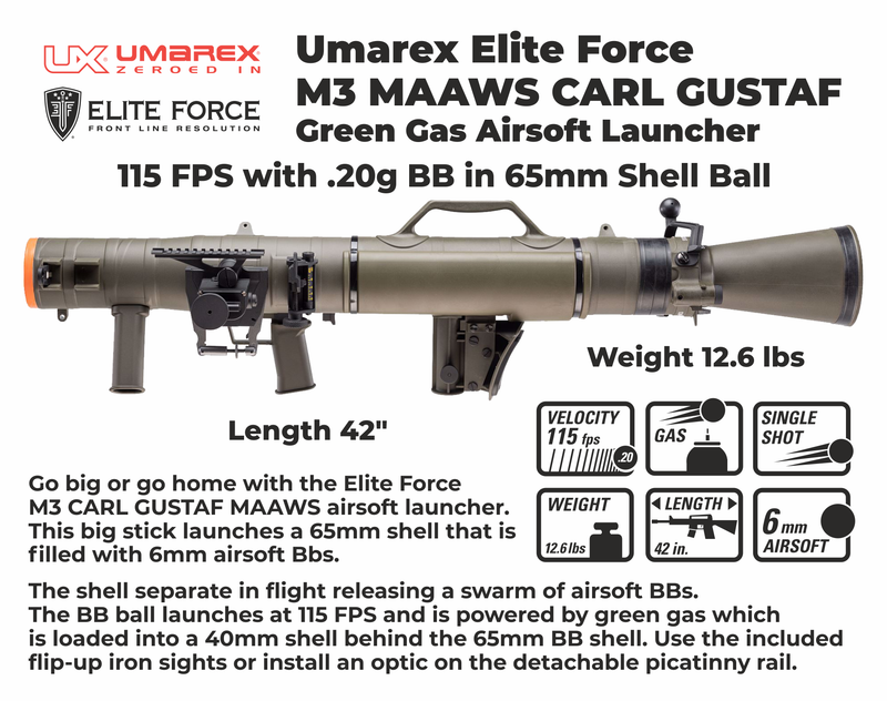 Umarex M3 MAAWS CARL GUSTAF Green Gas 6 mm BBs Airsoft Launcher (2211370)