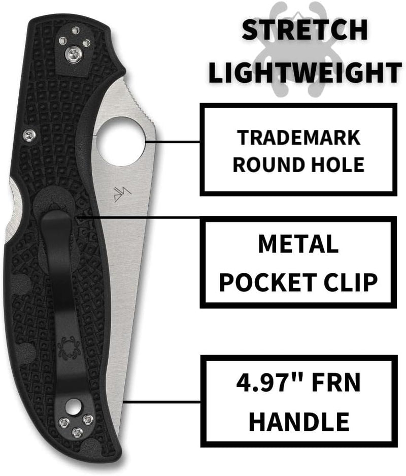 Spyderco Stretch 2 XL Lightweight 3.99" SpyderEdge Folding Pocket Knife (C258SBK)