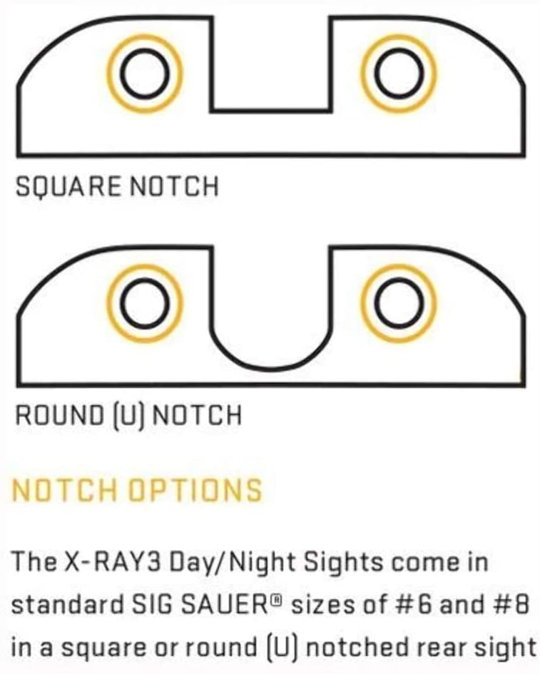 Sig Sauer X-RAY3 Day/Night Sight Set #8 Front / #8 Rear, Square Notch (SOX10003)