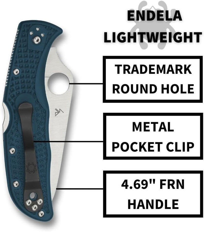 Spyderco Endela FRN K390 Dark Cyan Blue 3.41" Serrated Edge Folding Pocket Knife(C243FSK390)