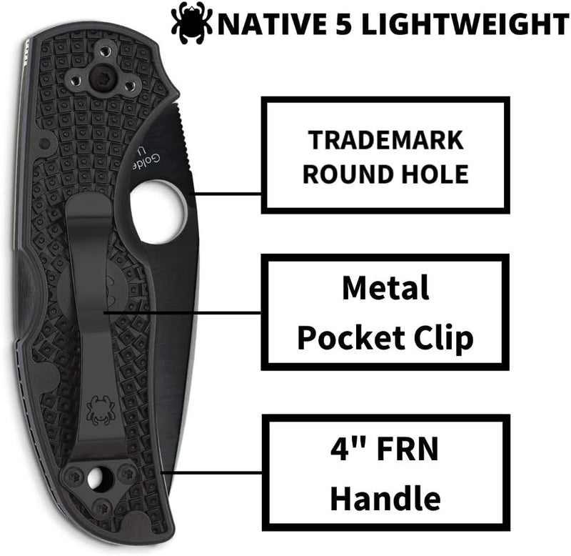 Spyderco Native 5 FRN Black 2.95" Combination Edge Folding Pocket Knife (C41PSBBK5)