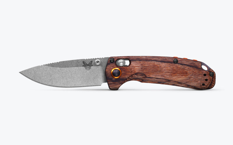 Benchmade North Fork Stablized Wood 2.97" Plain Edge Drop-Point Folding Pocket Knife (15032)