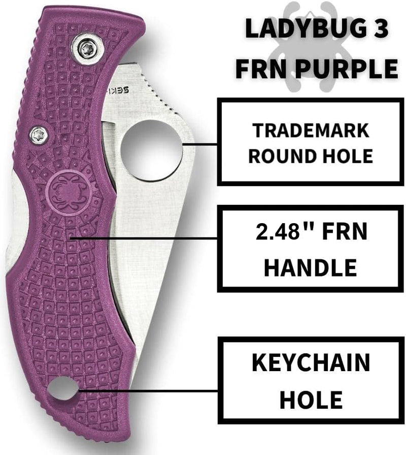 Spyderco Ladybug 3 Lightweight Purple FRN 1.9" VG-10 Plain Edge Folding Pocket Knife (LPRP3)