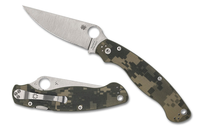 Spyderco Military2 Camo G-10 4" Plain Edge Folding Pocket Knife (C36GPCMO2)